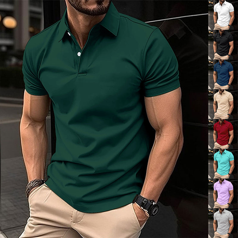 Summer Short Sleeve Polo Shirt Men Solid Color Button Lapel Button Top Signvm Project