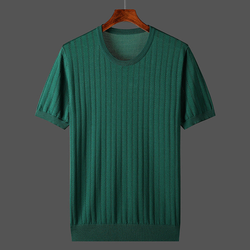 Hollow-out Knitted Casual Men's Short-sleeved Shirt Signvm Project
