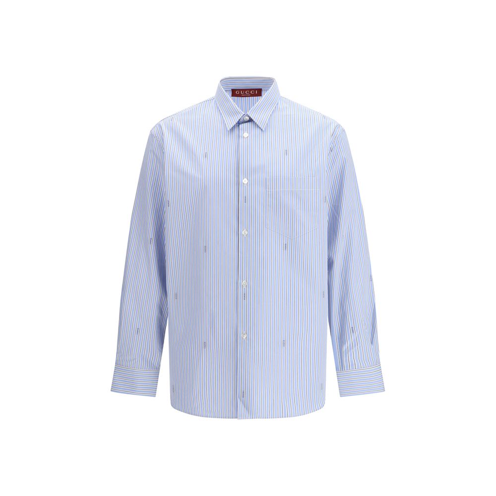 Gucci Light Blue Striped Cotton Shirt