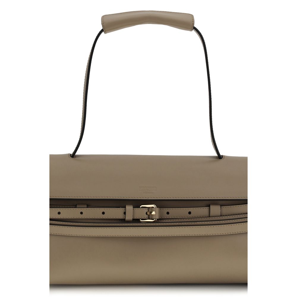 Moschino Beige Calf Leather Shoulder Bag