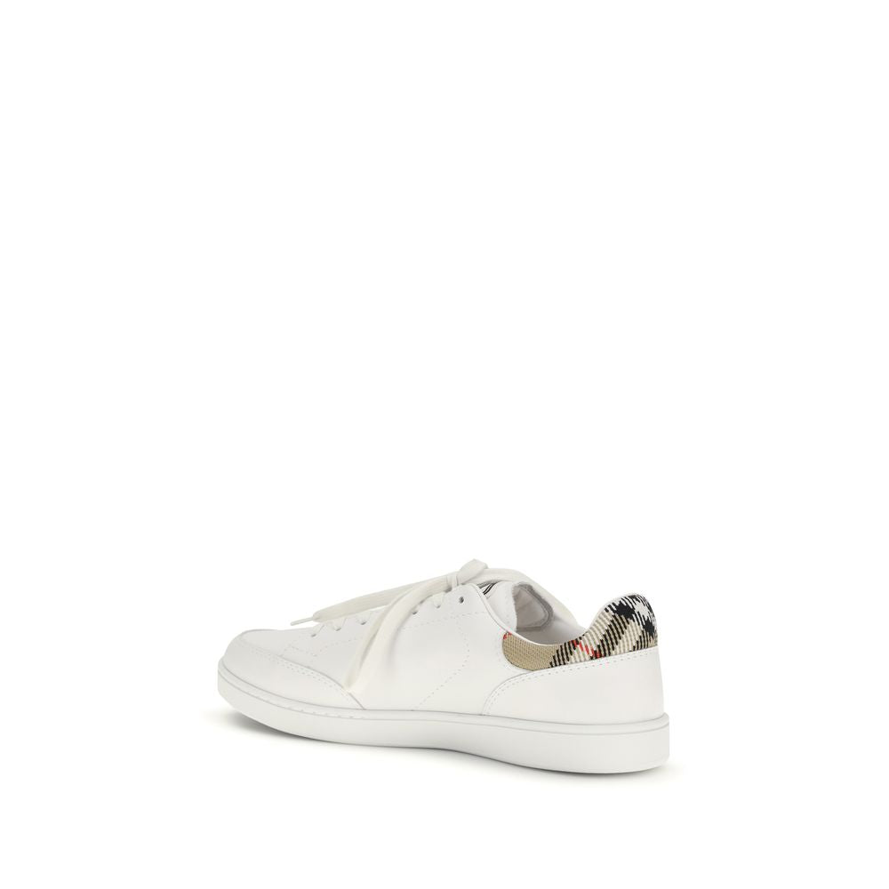 Burberry White Calf Leather Low Top Sneakers