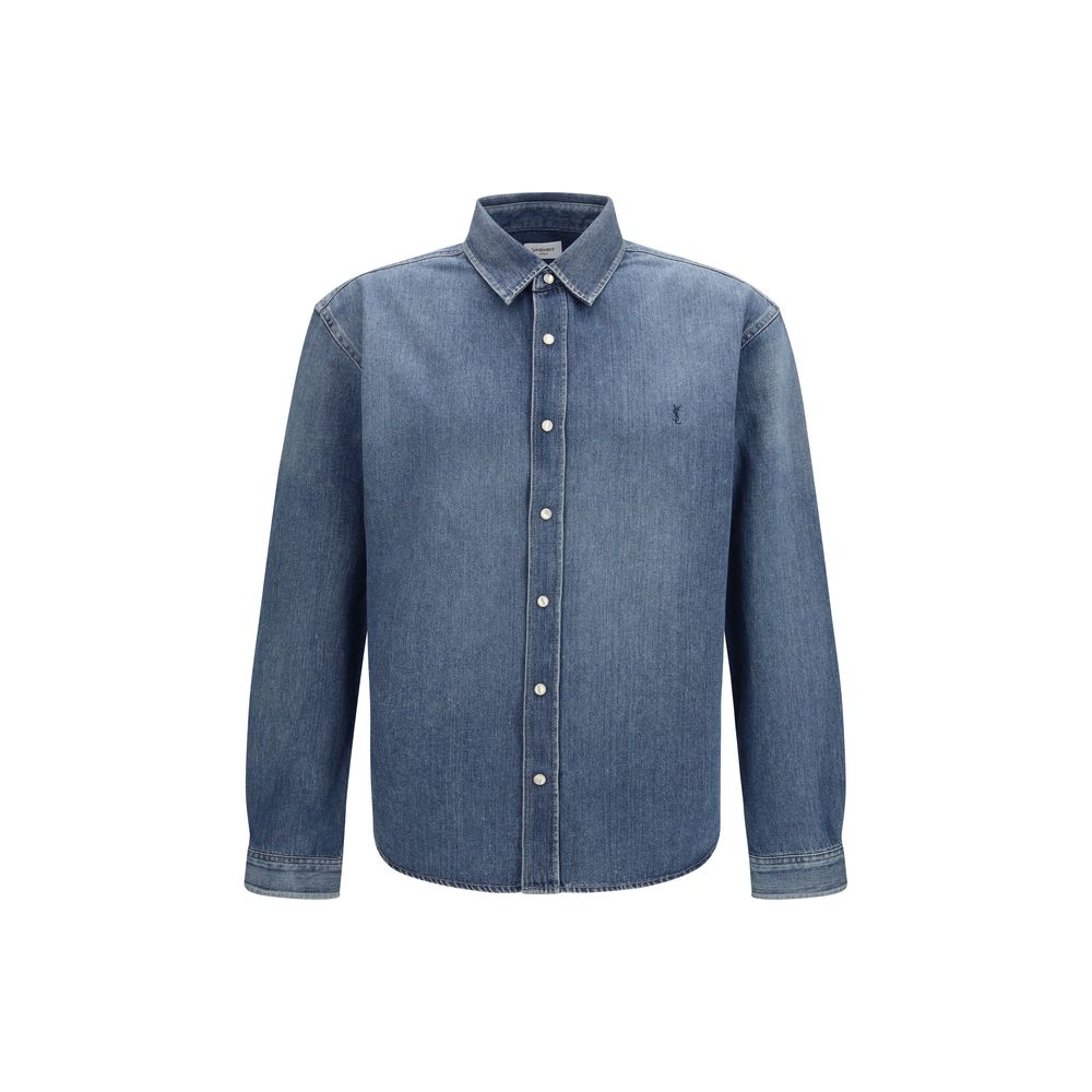 Saint Laurent Blue Denim Snap-Button Shirt
