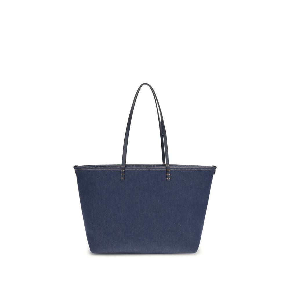 Fendi Blue Cotton Reversible Denim Tote Bag