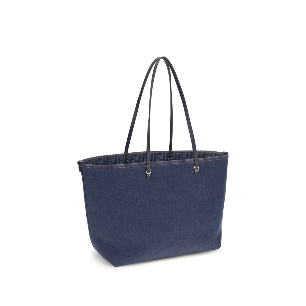 Fendi Blue Cotton Reversible Denim Tote Bag