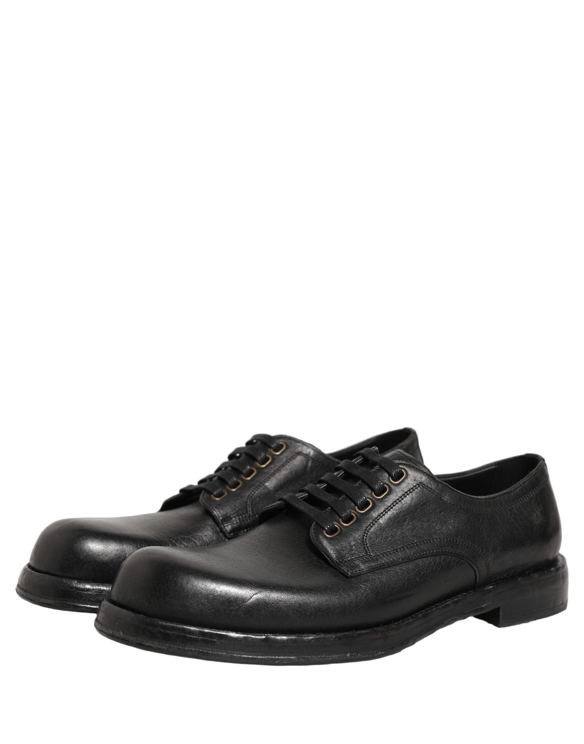Dolce & Gabbana Black Leather Lace Up Derby Dress Men Shoes