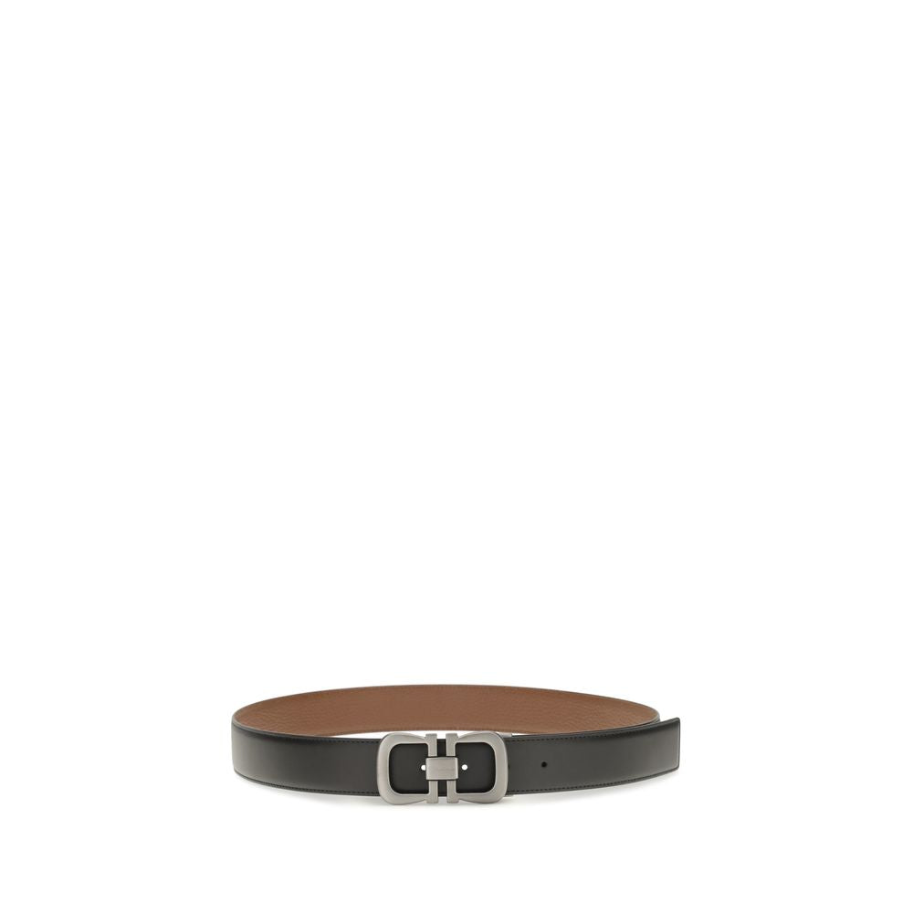 Ferragamo Black Calf Leather Regular Belt