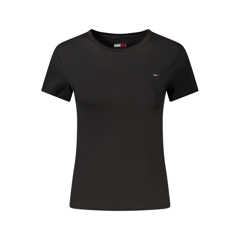 Tommy Hilfiger Black Embroidered Cotton T-Shirt