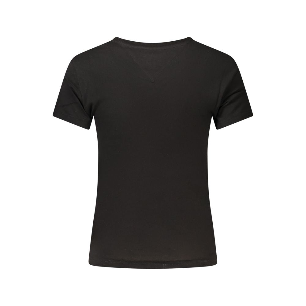 Tommy Hilfiger Black Embroidered Cotton T-Shirt