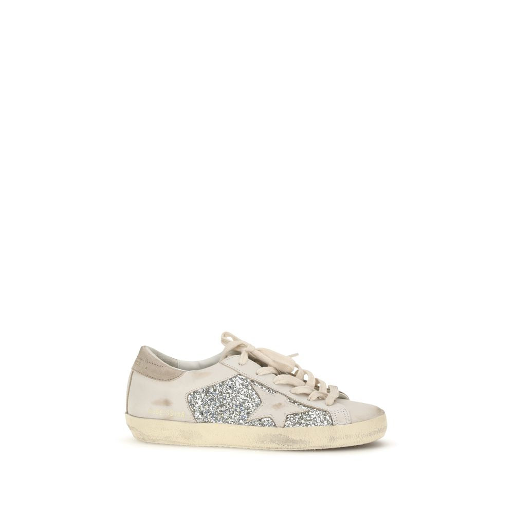 Golden Goose Beige Glitter Leather Sneakers