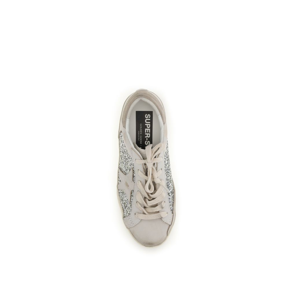 Golden Goose Beige Glitter Leather Sneakers
