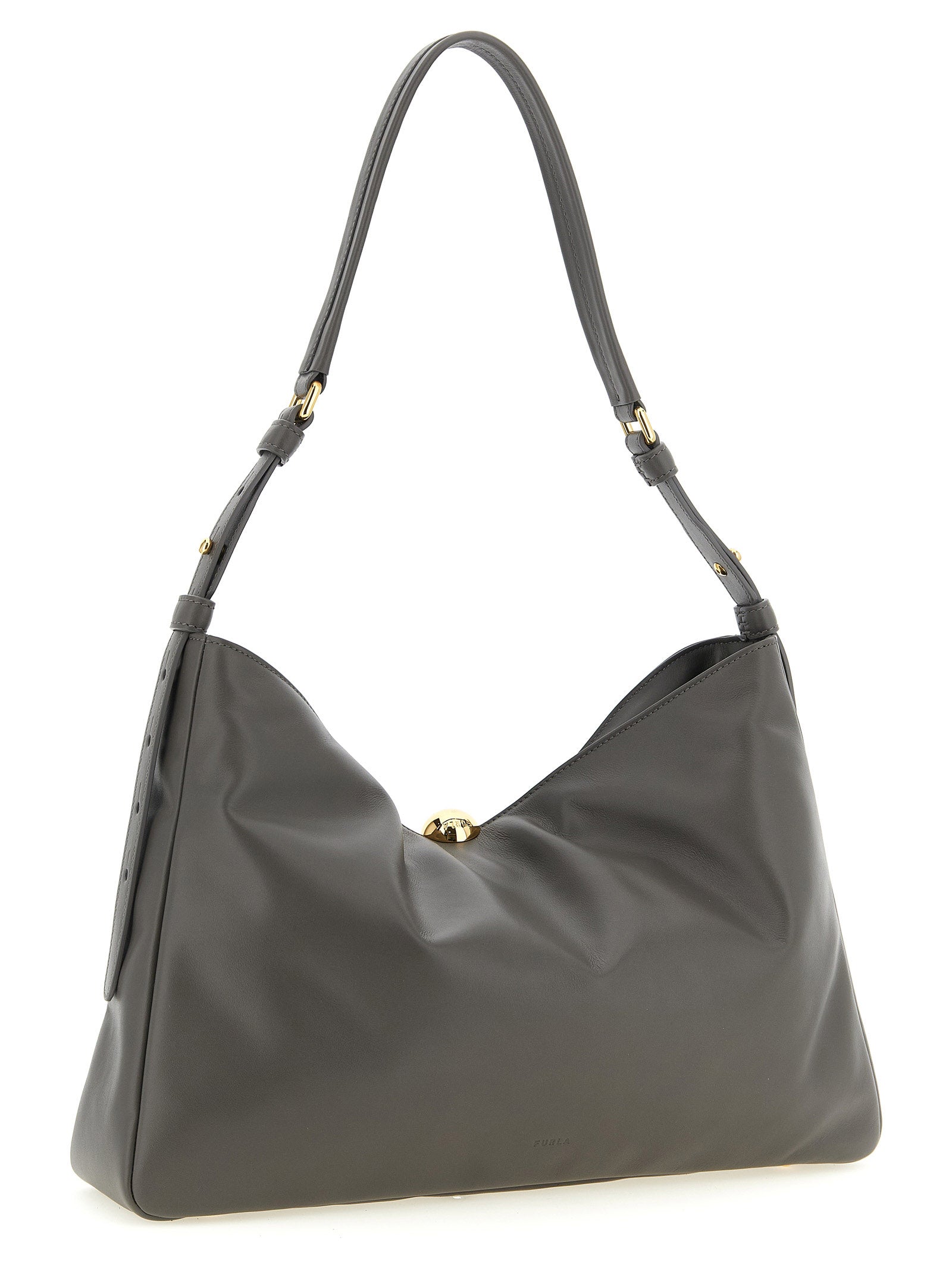 Furla Gray Calfskin Shoulder Bag