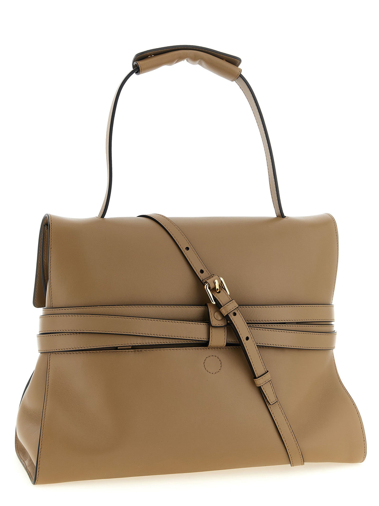 Moschino Beige Napa Leather / Calf Shoulder Bag