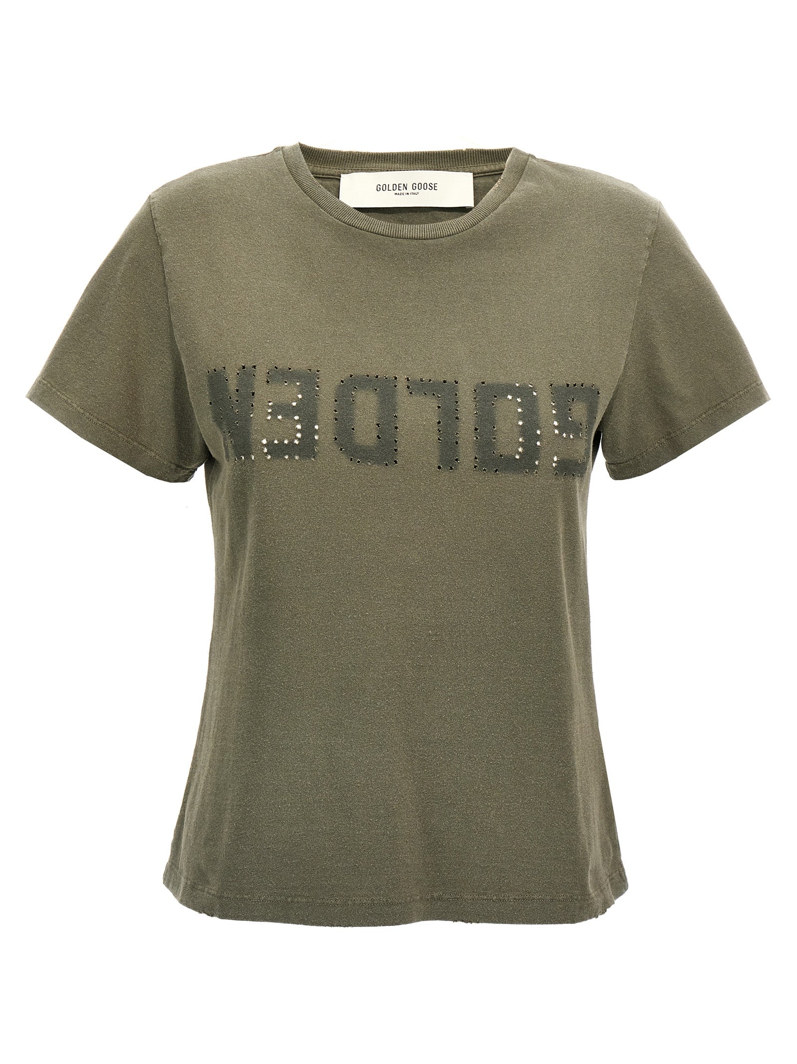 Golden Goose Green Bicolor Cotton T-Shirt