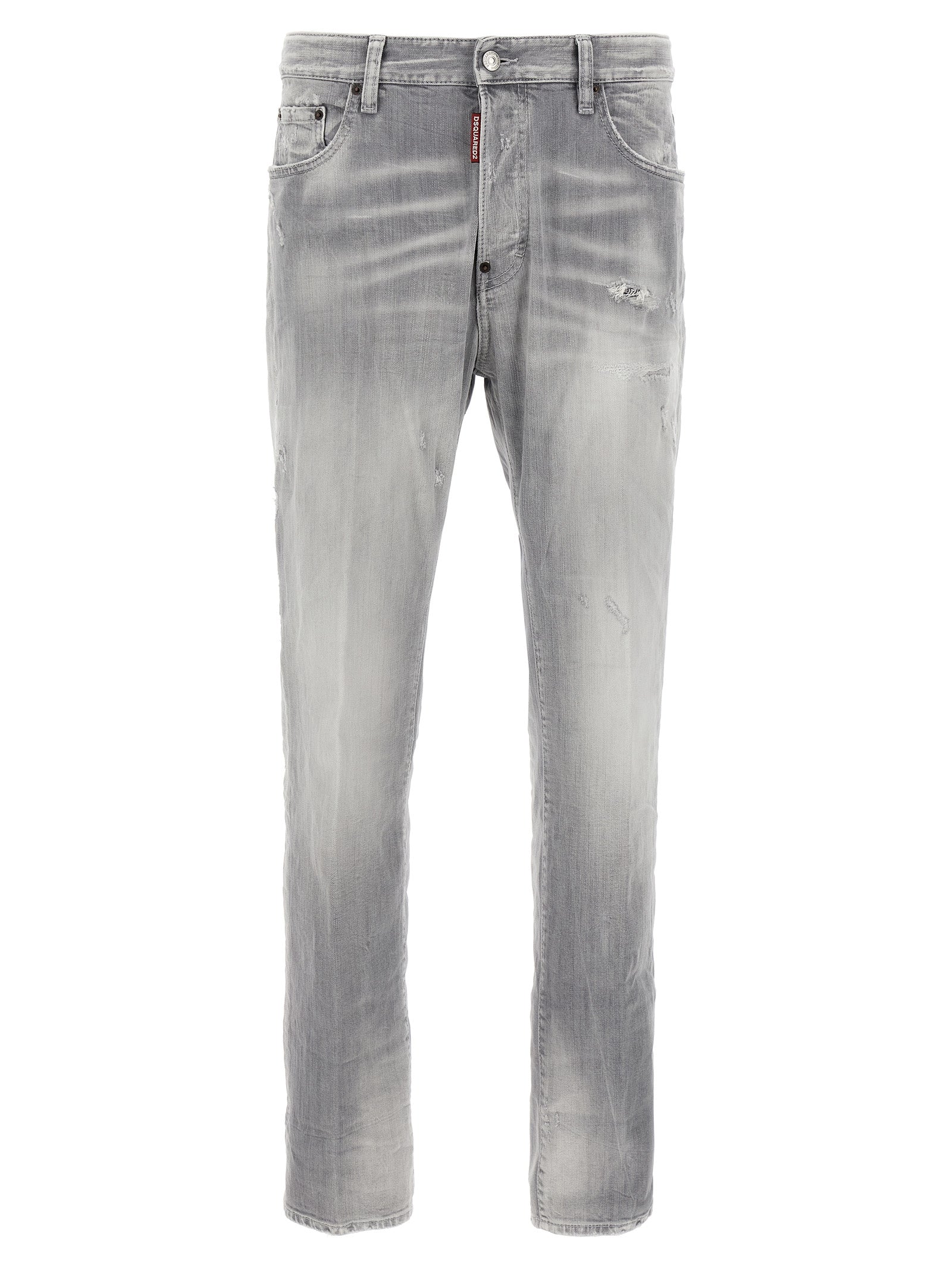 Dsquared2 Gray Cotton Straight-Leg Jeans