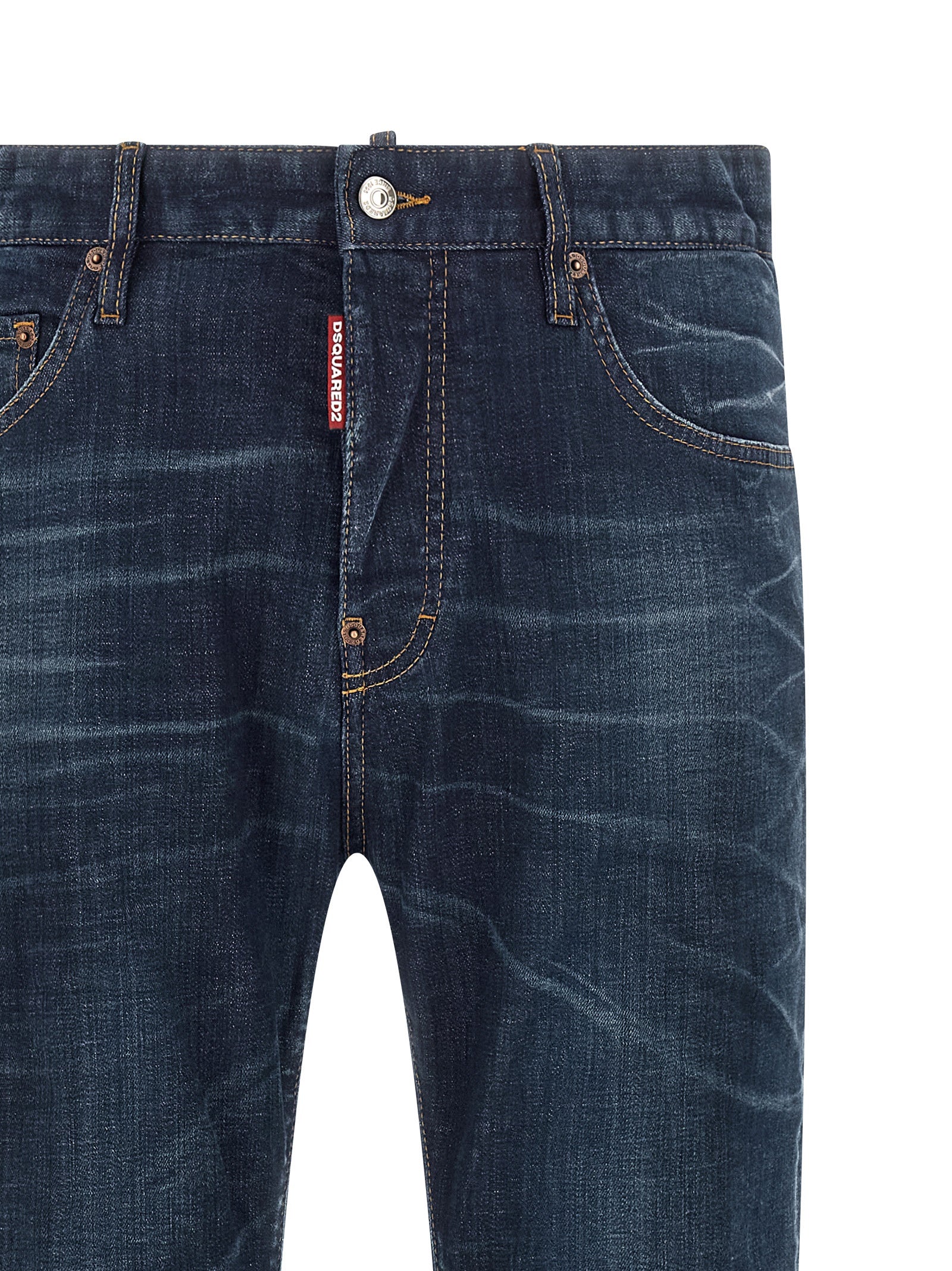 Dsquared2 Blue Cotton Straight-Leg Jeans