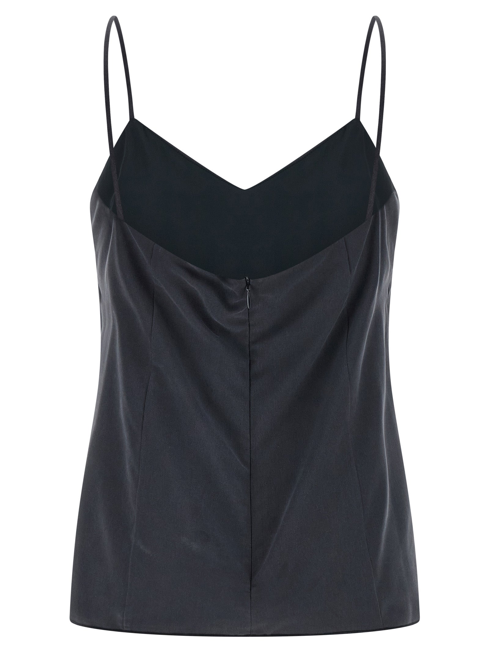 Max Mara Grey Washed Silk Sleeveless Top