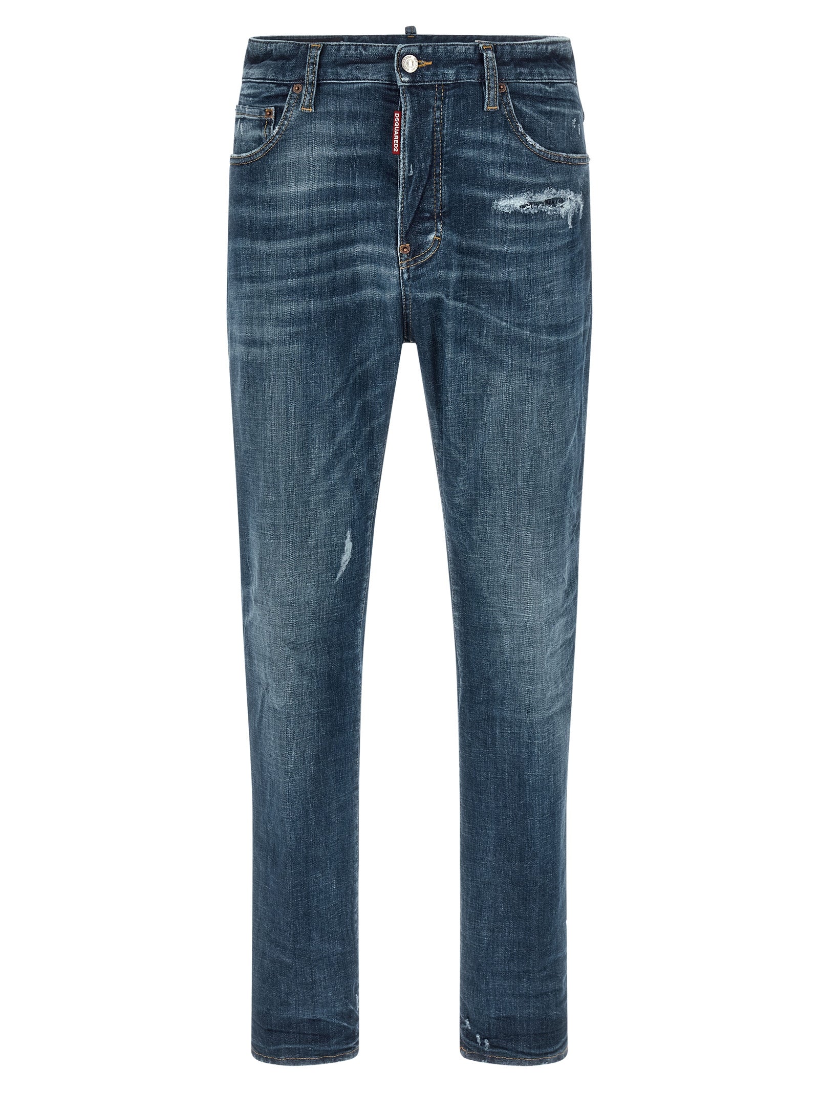 Dsquared2 Blue Cotton Straight-Leg Jeans