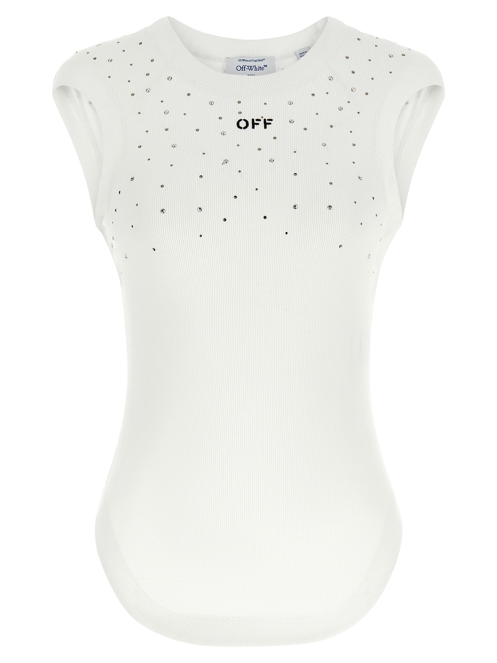 White Viscose Sleeveles T-Shirt