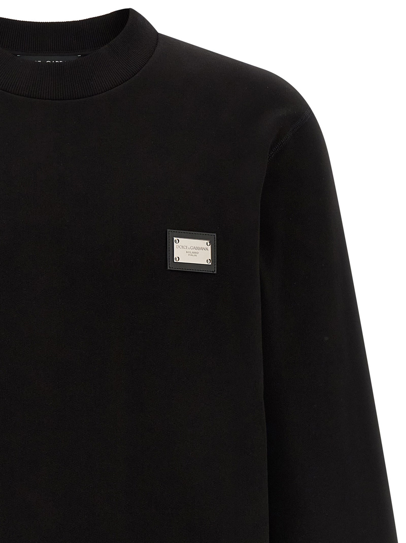 Dolce & Gabbana Black Cotton Logo Sweatshirt