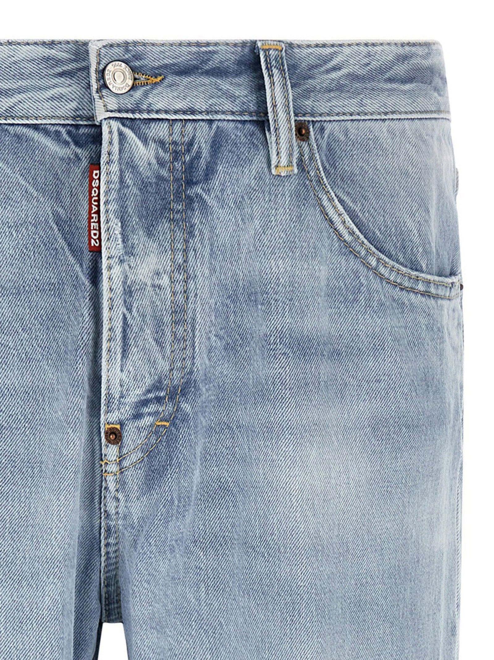 Dsquared2 Blue Cotton Straight-Leg Jeans