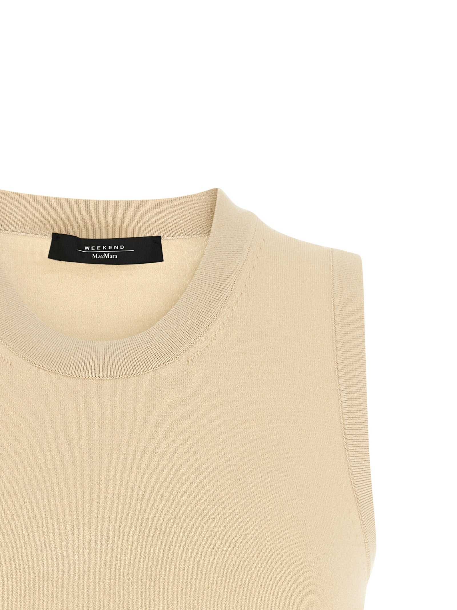 Max Mara Beige Viscose Sleeveles T-Shirt