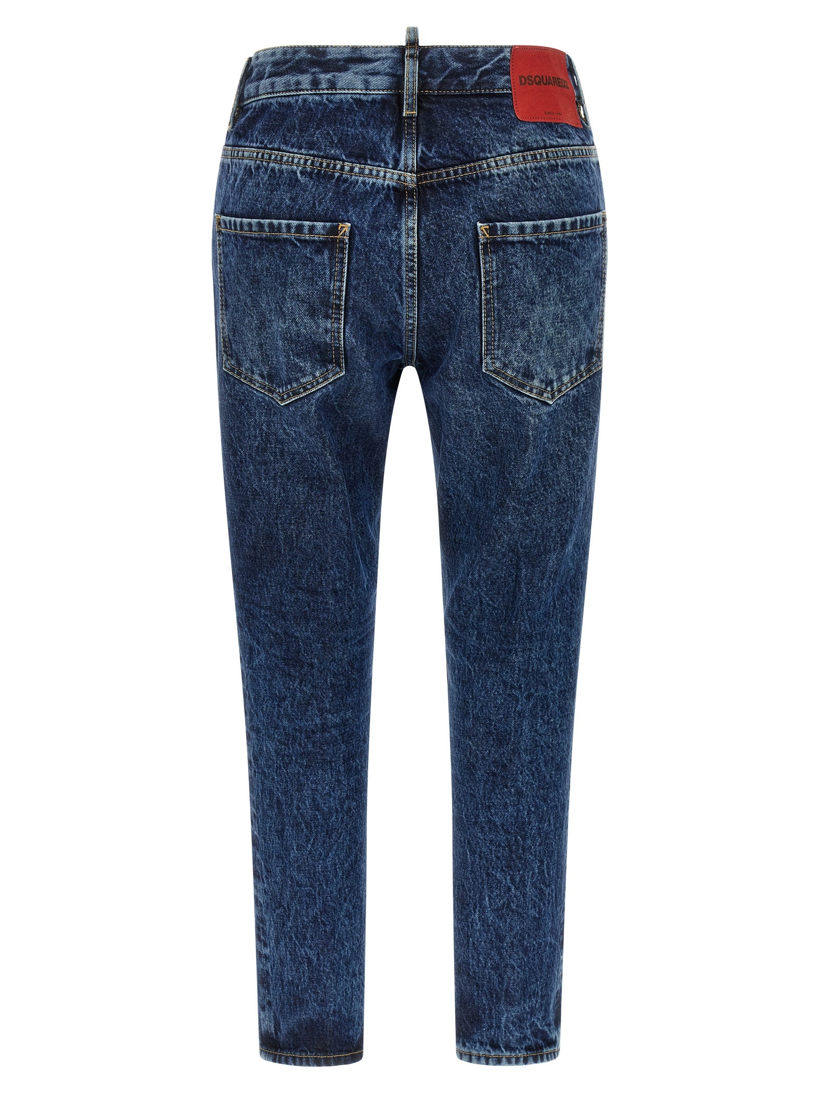 Blue Cotton Straight-Leg Jeans