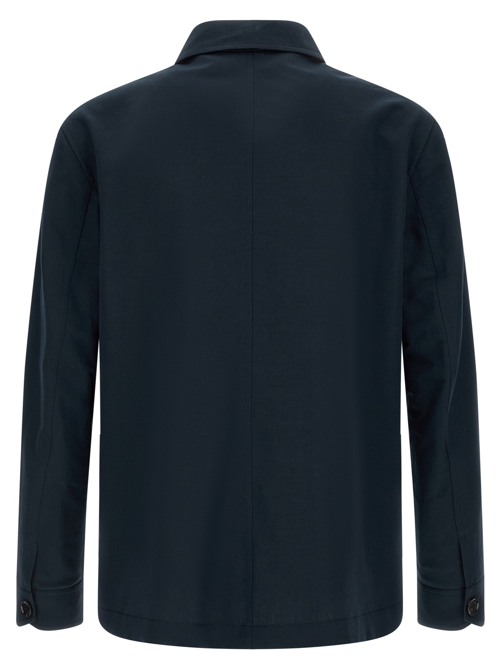 Brioni Blue Linen Full-Length Jacket