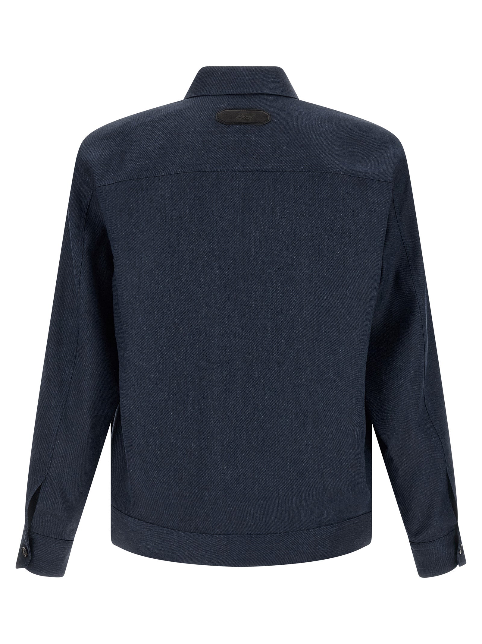 Brioni Blue Linen Full-Length Jacket