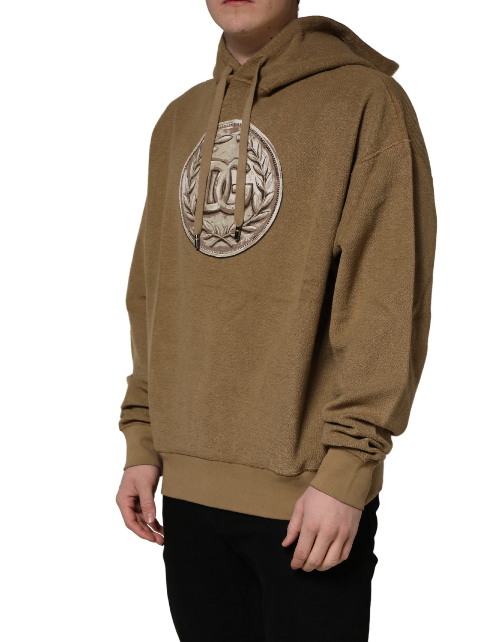 Dolce & Gabbana Brown Cotton Coin Logo Hoodie