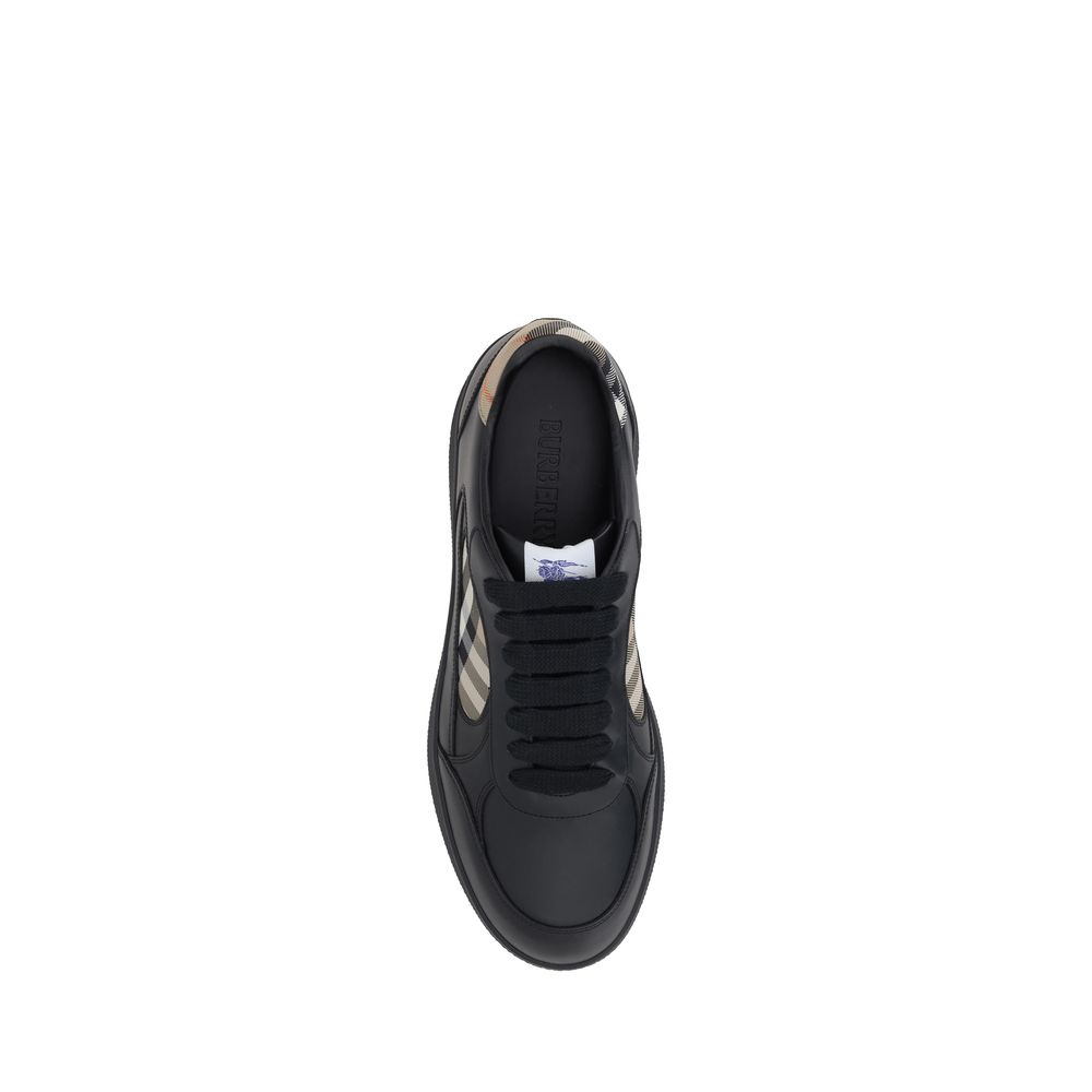 Burberry Black Calf Leather Low Top Sneakers
