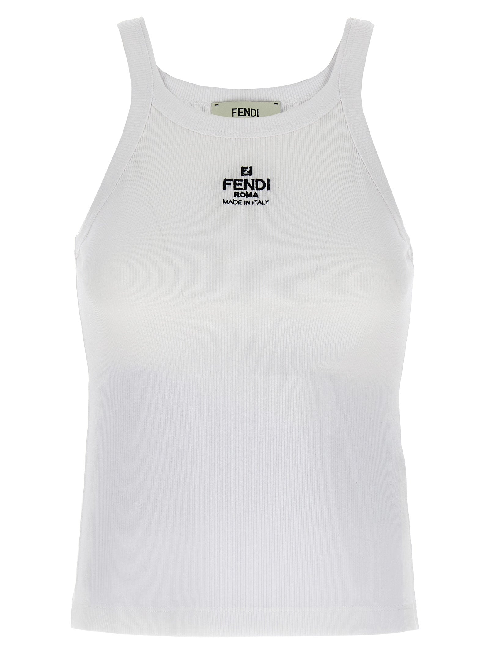 Fendi White Cotton Sleeveless T-Shirt