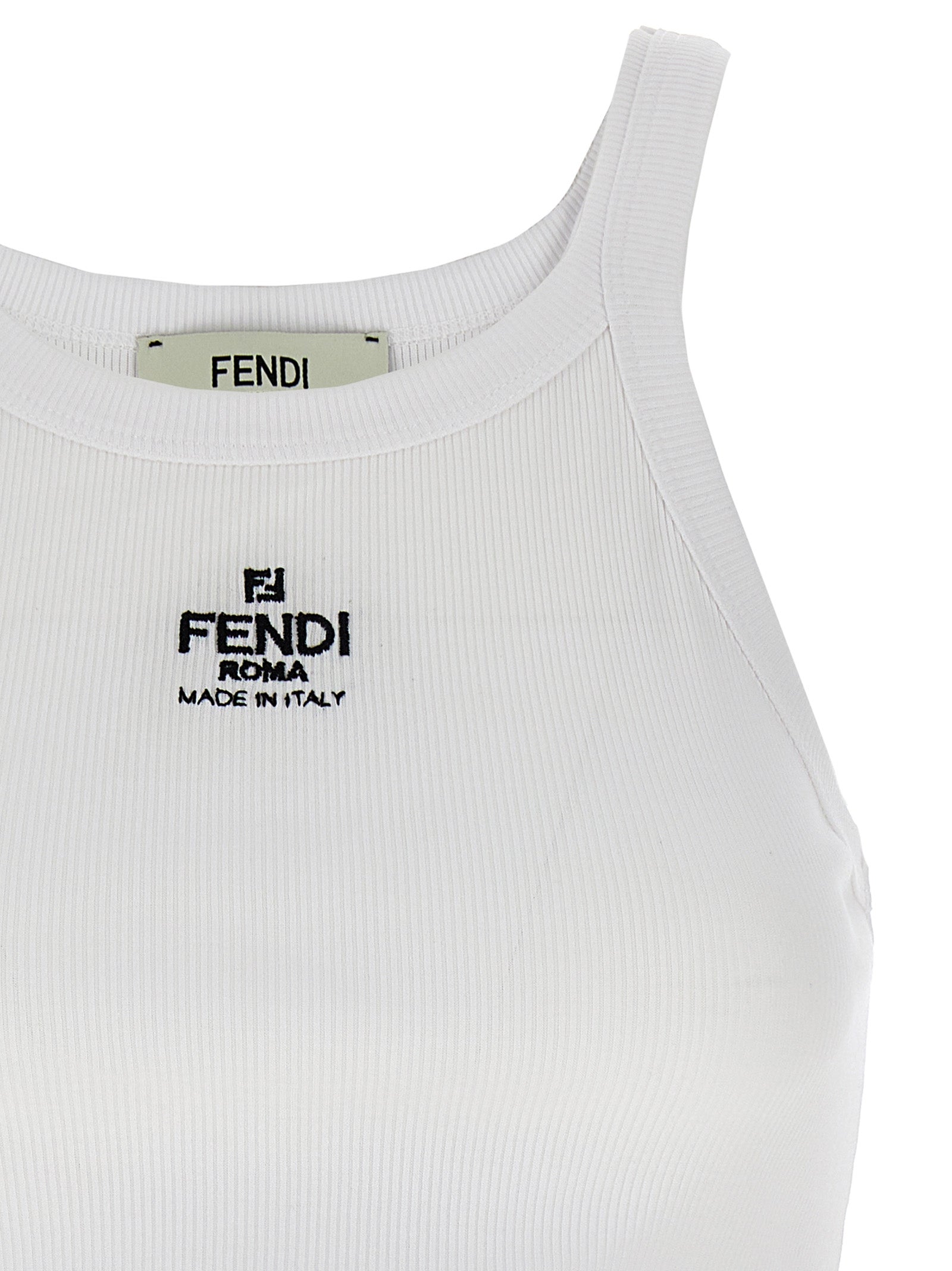 Fendi White Cotton Sleeveless T-Shirt