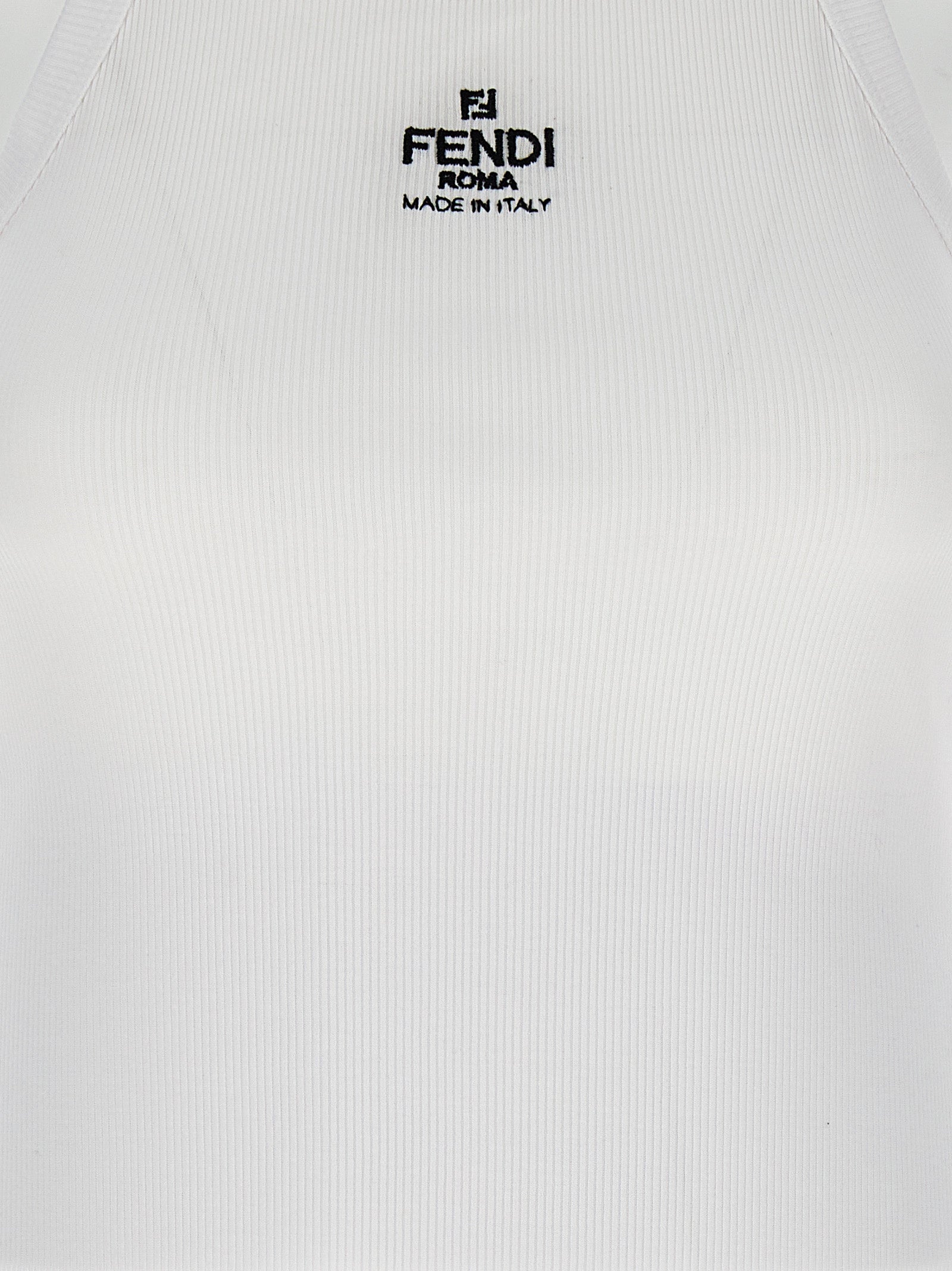 Fendi White Cotton Sleeveless T-Shirt