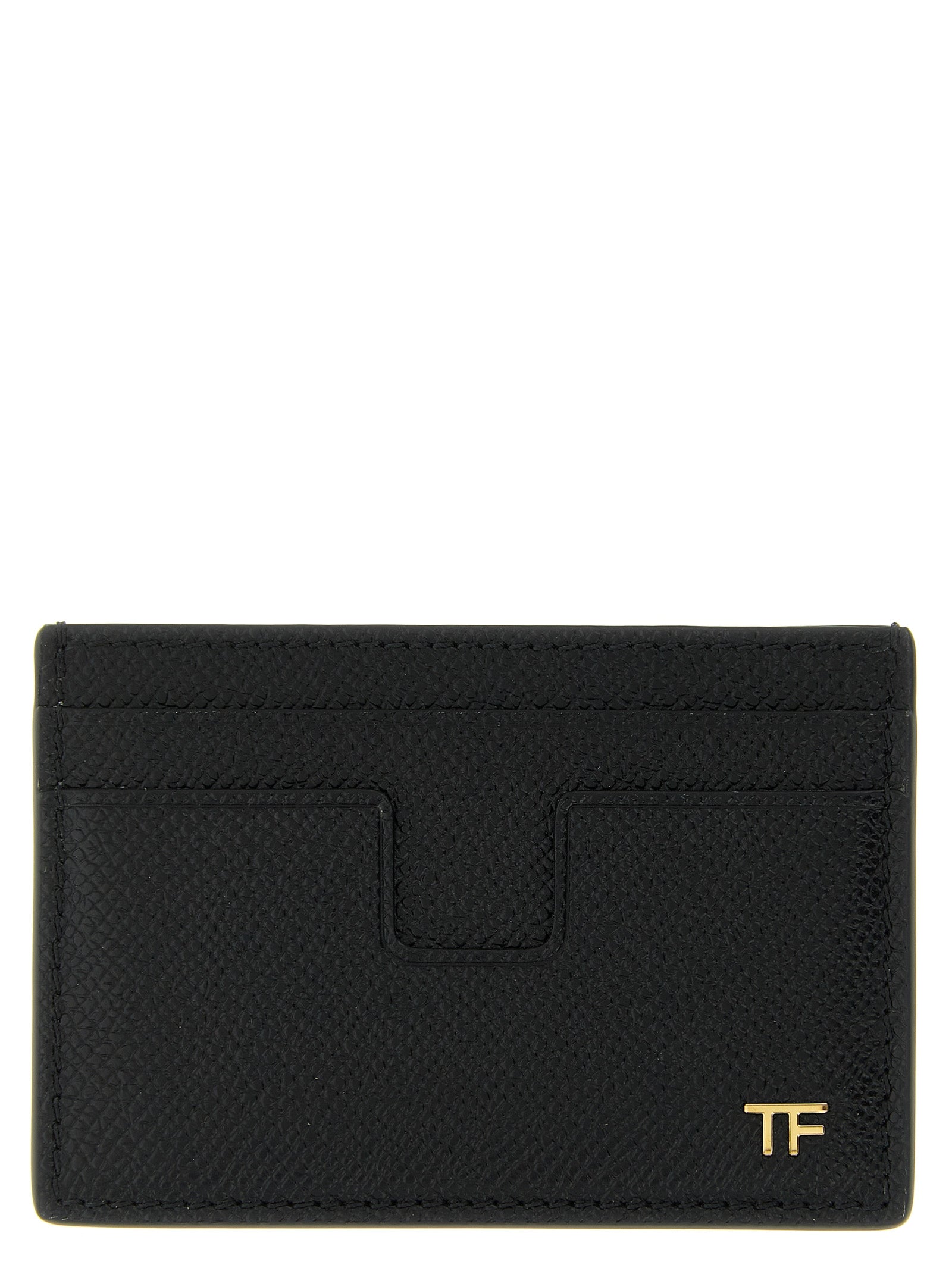 Tom Ford Black Calfskin Gold-Logo Cardholder