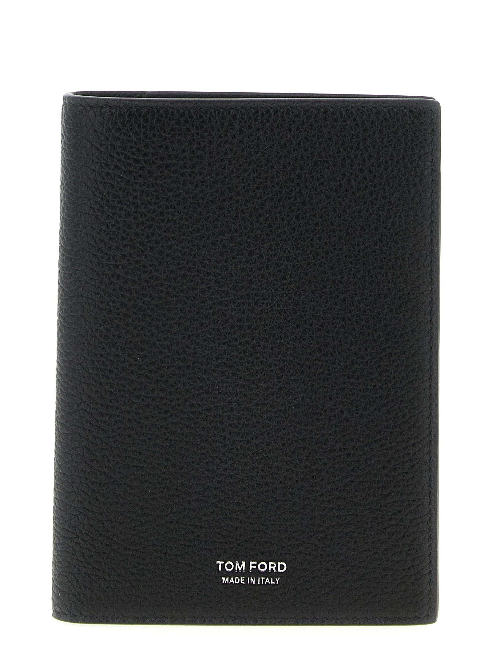 Tom Ford Black Hammered Leather Passport Holder