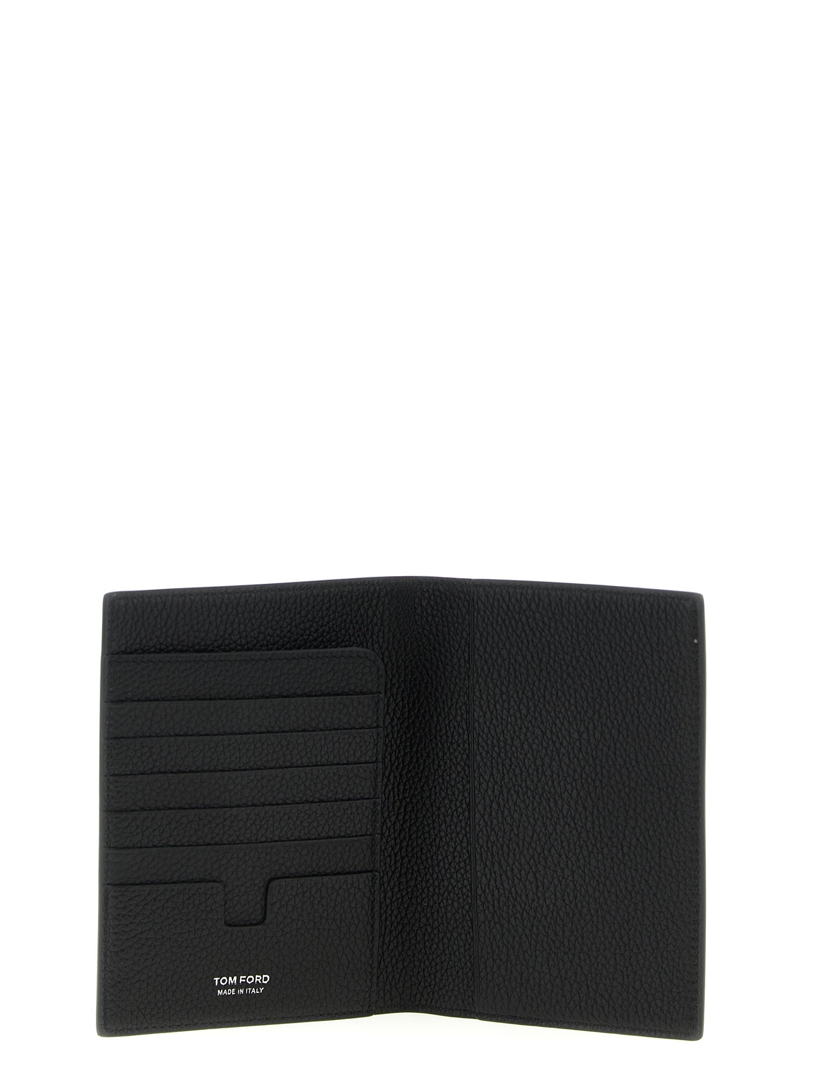 Tom Ford Black Hammered Leather Passport Holder