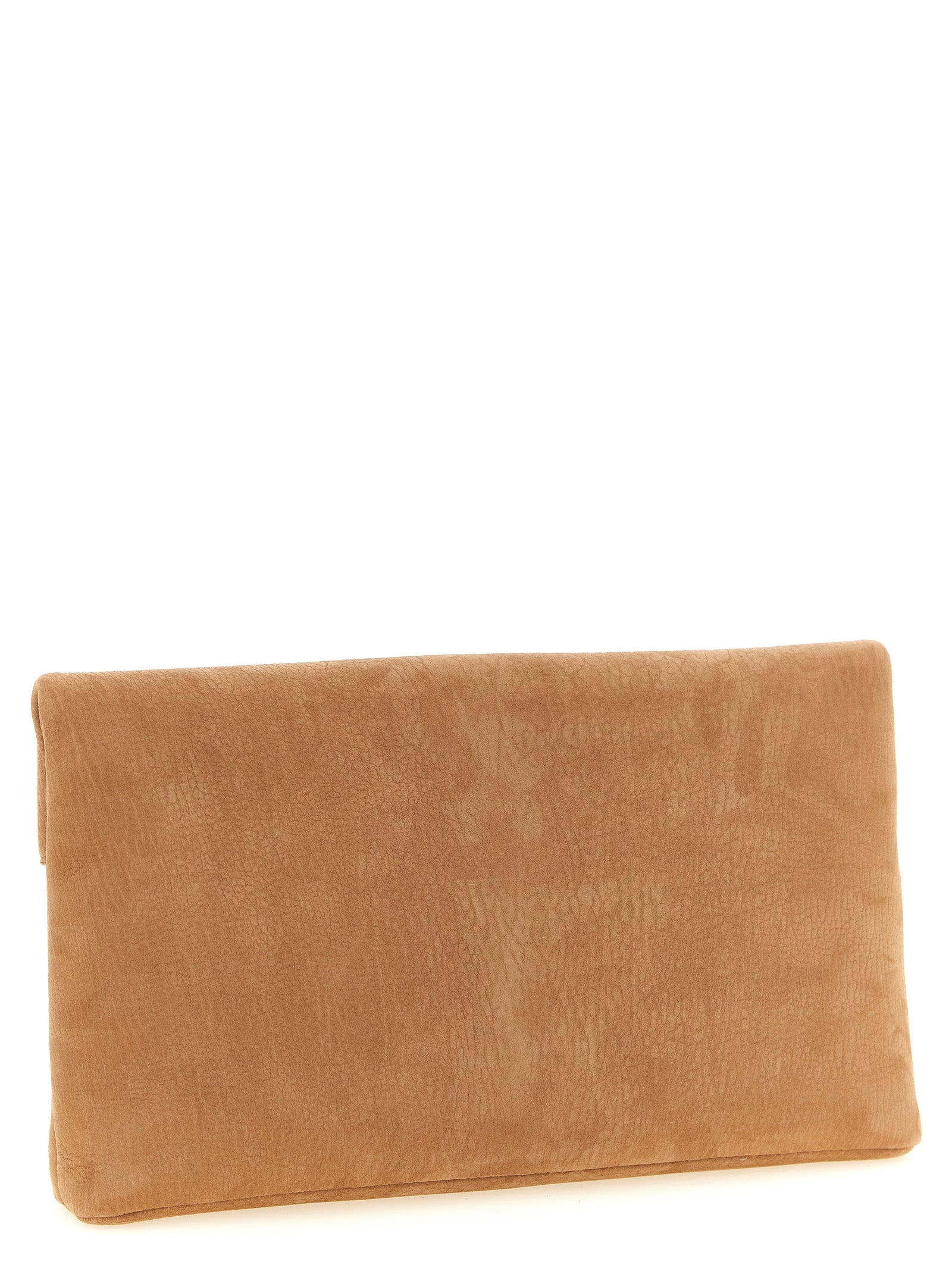 Saint Laurent Brown Lamb Leather Envelope Maxi Clutch