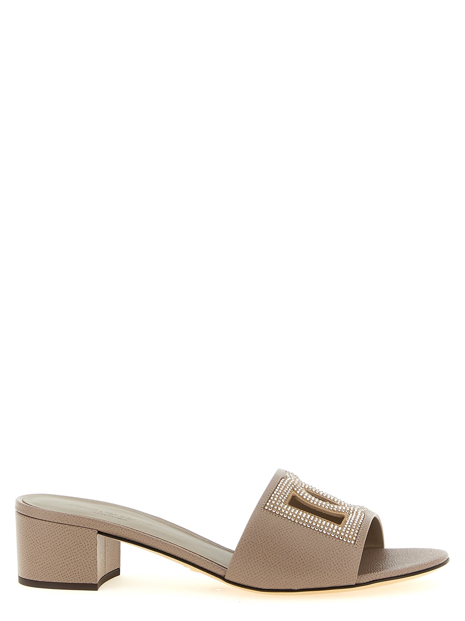 Dolce & Gabbana Gray Calfskin Mules