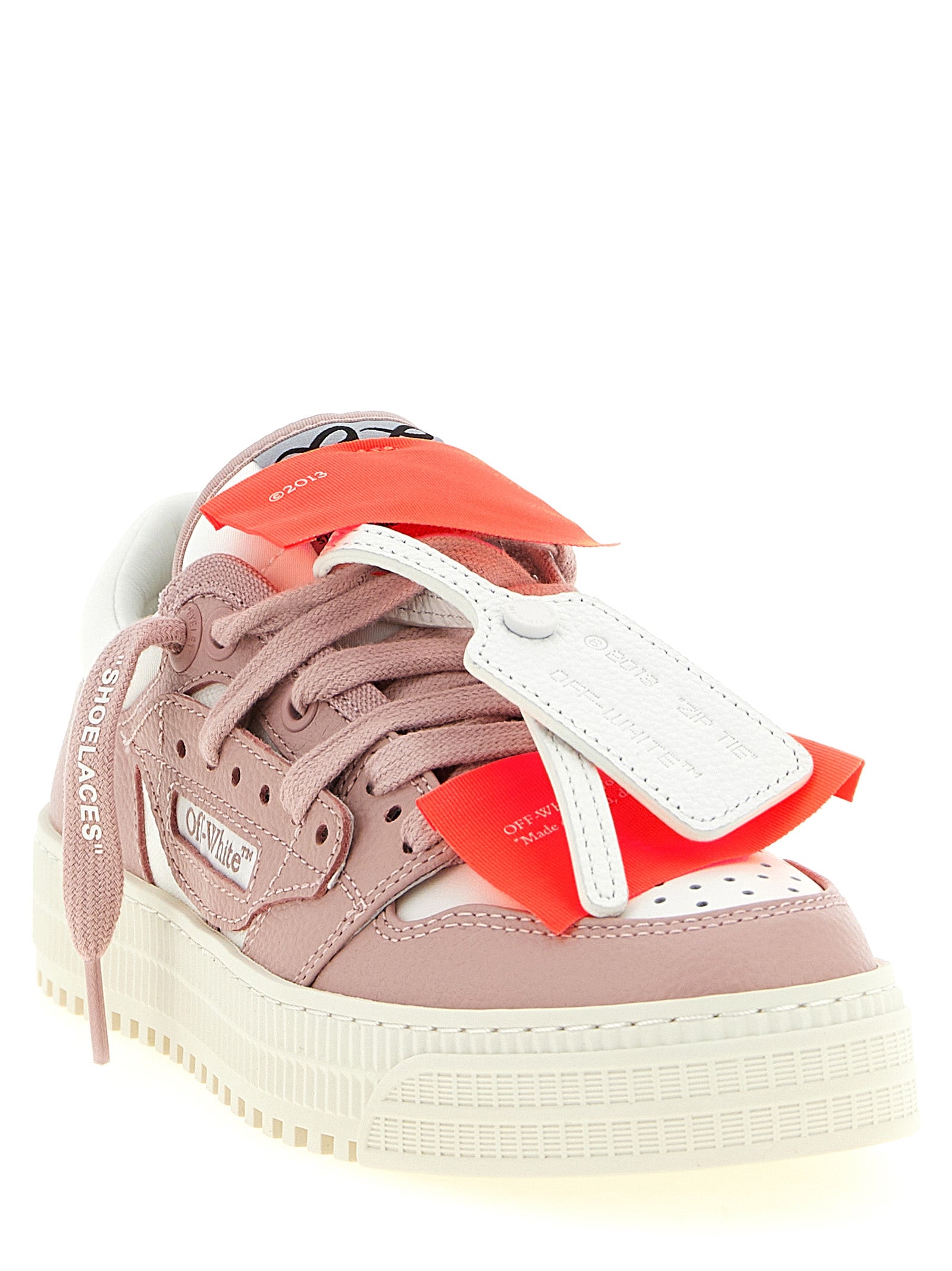 Off-White Pink Leather Low Top Sneakers