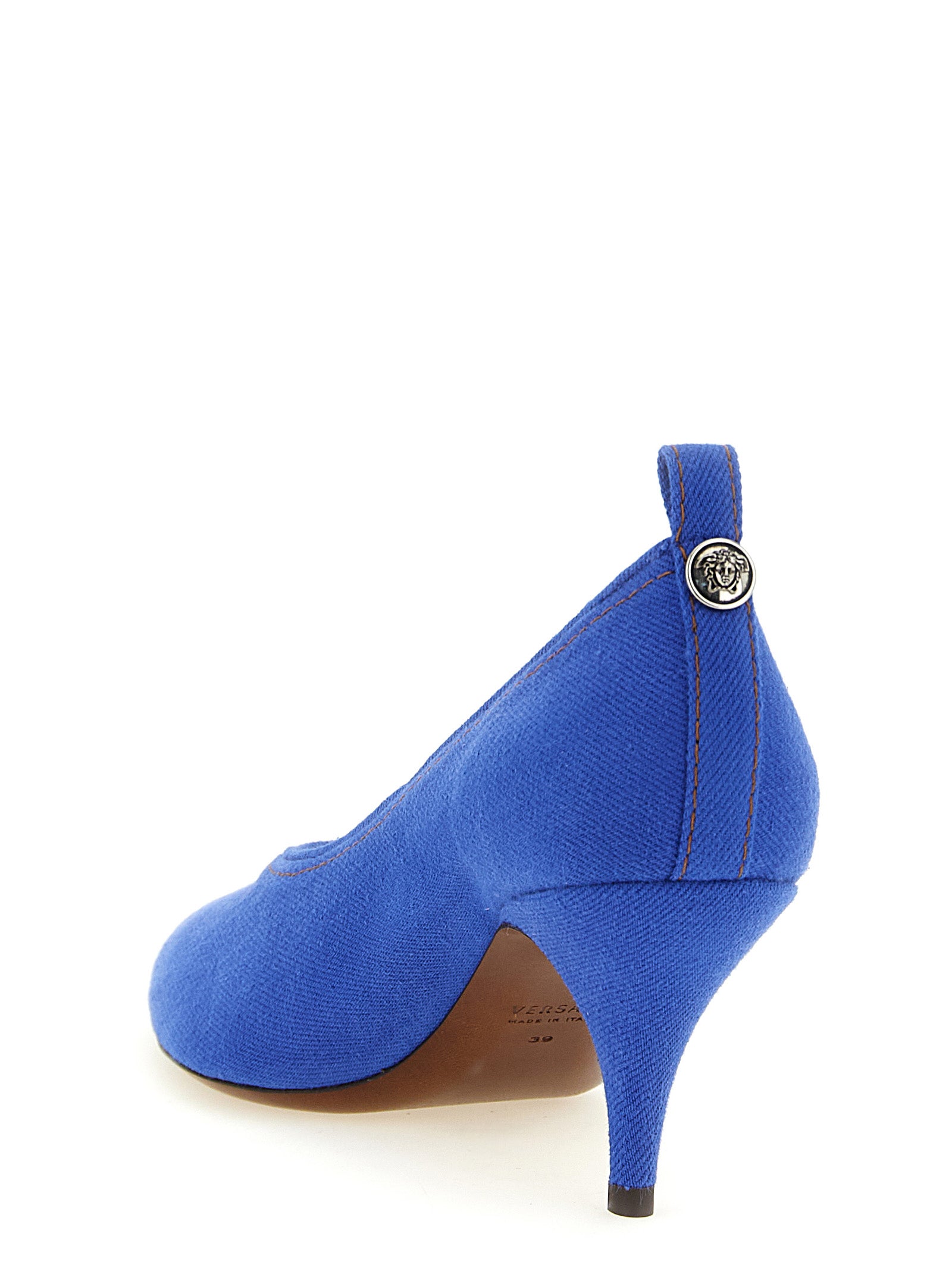 Versace Blue Denim Mid-Heel Pumps