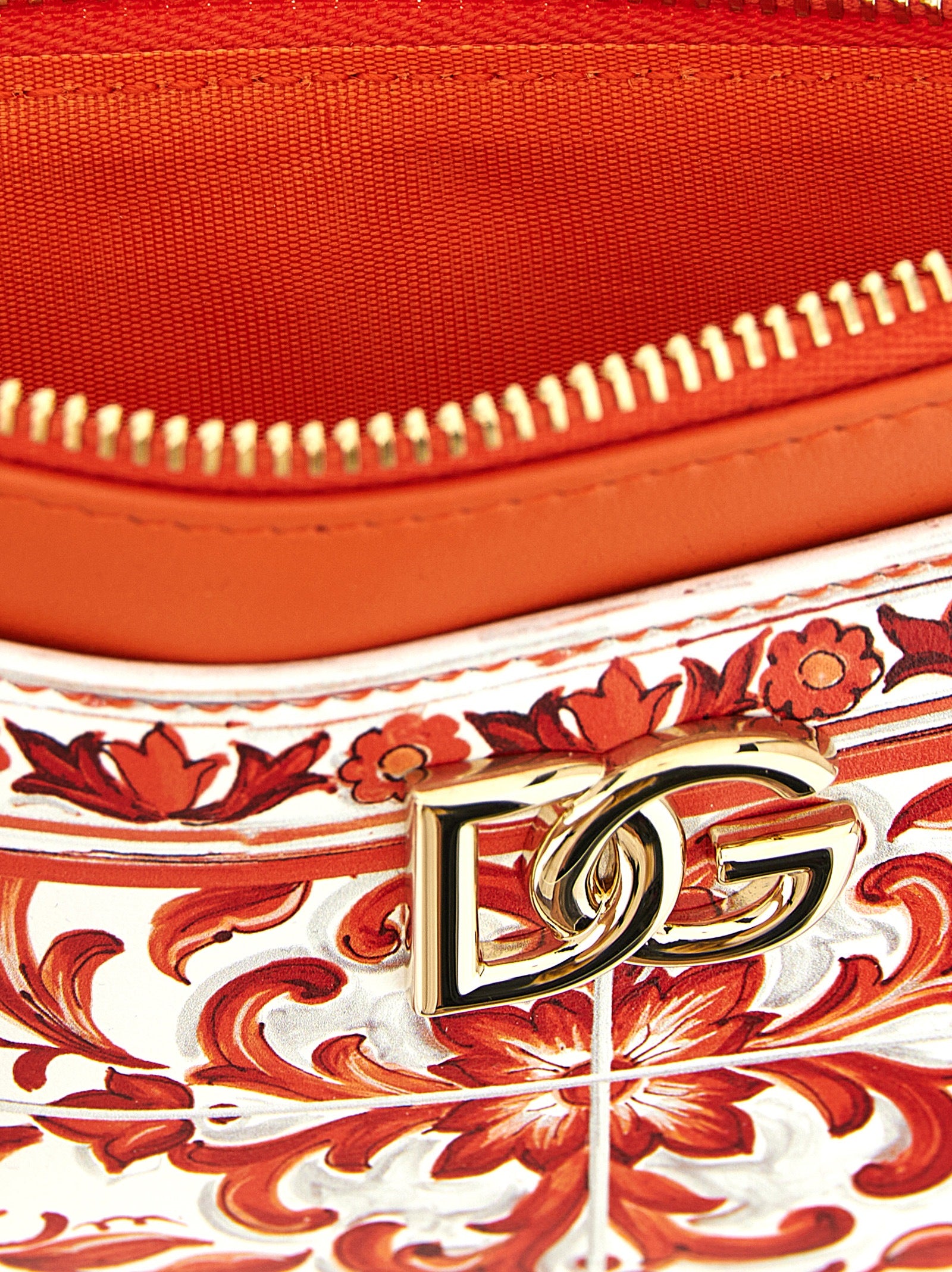 Dolce & Gabbana Orange Calfskin Maiolica Cardholder
