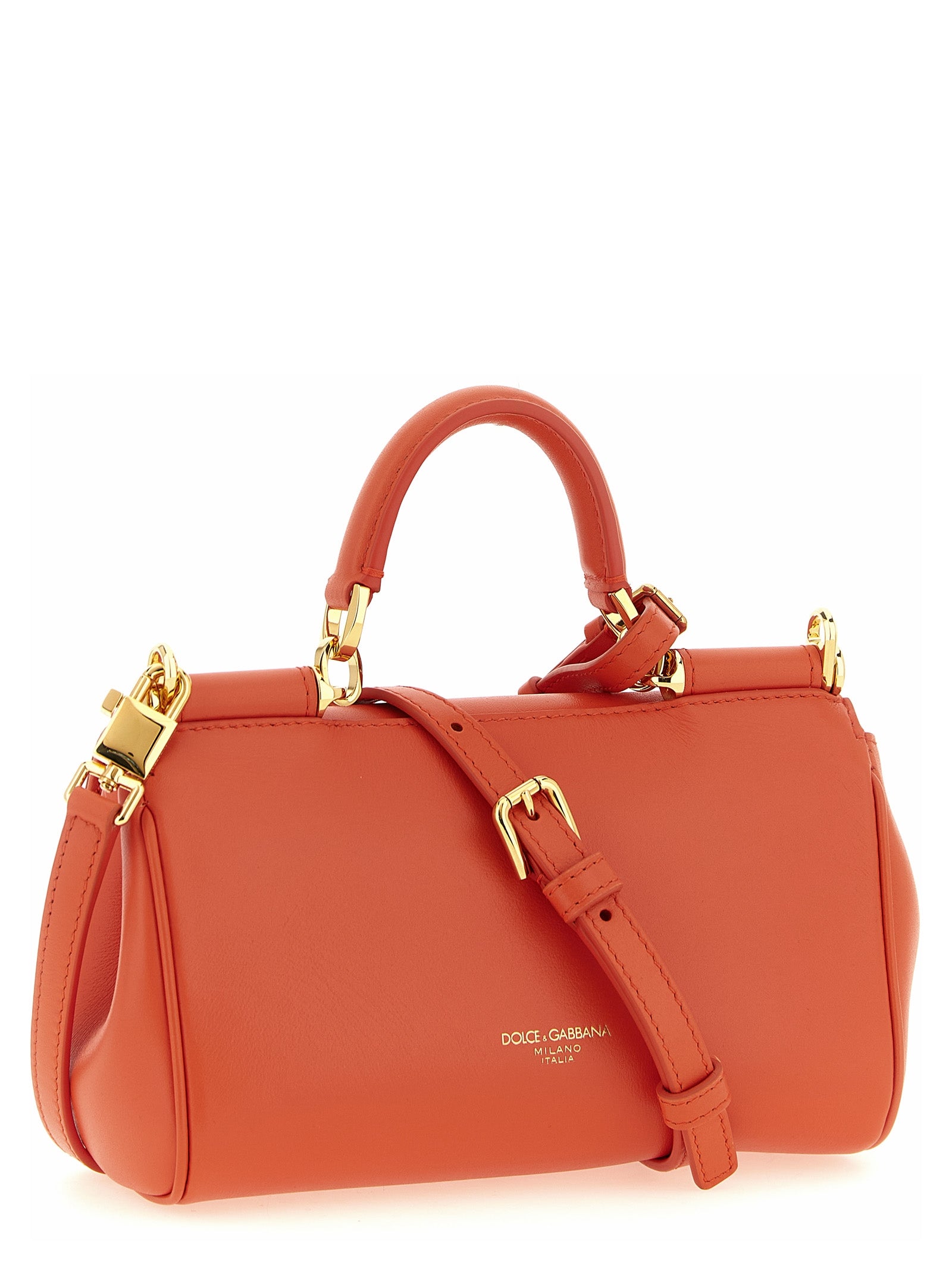 Dolce & Gabbana Orange Calf Leather My Sicily Mini Handbag
