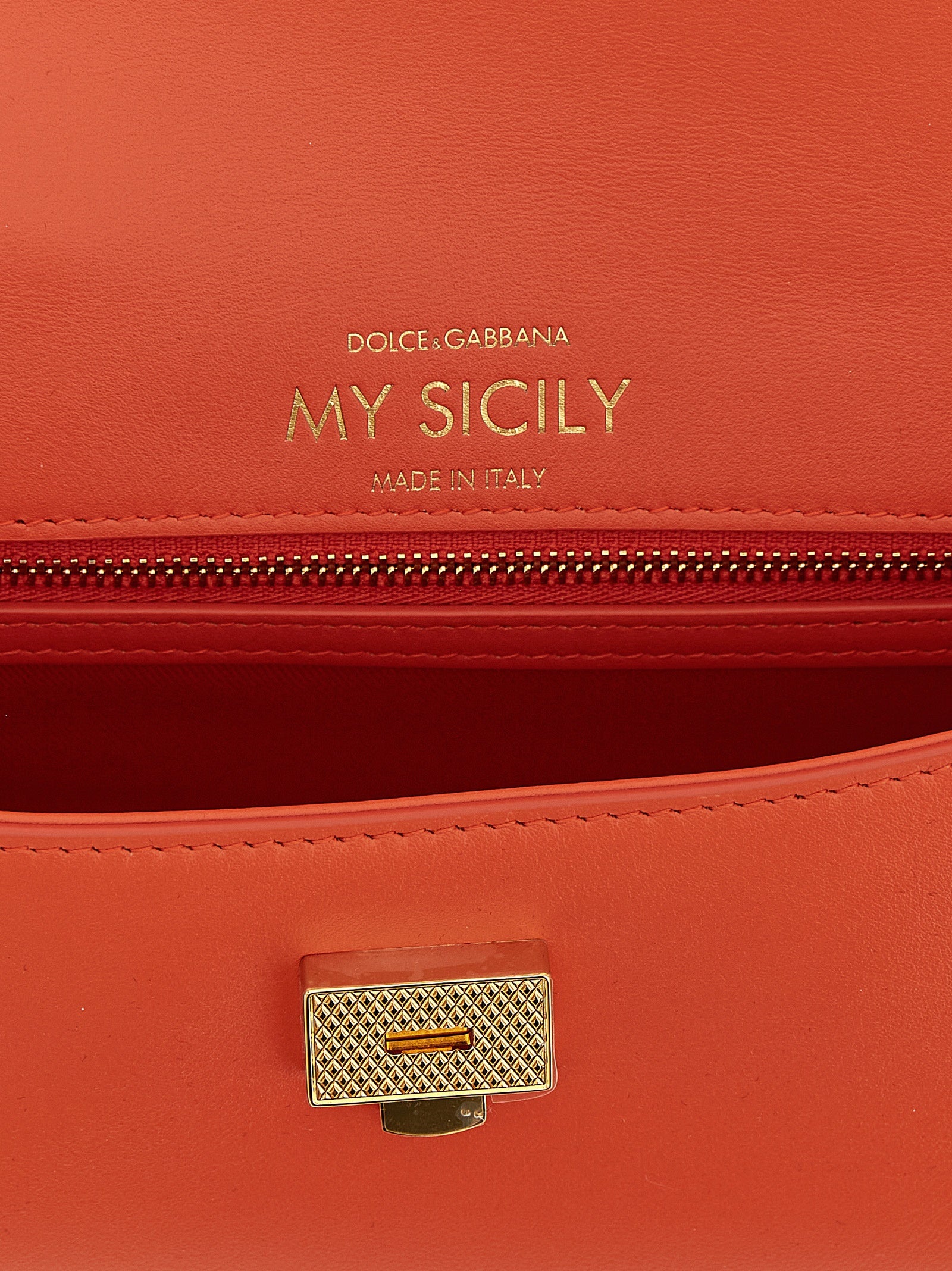 Dolce & Gabbana Orange Calf Leather My Sicily Mini Handbag