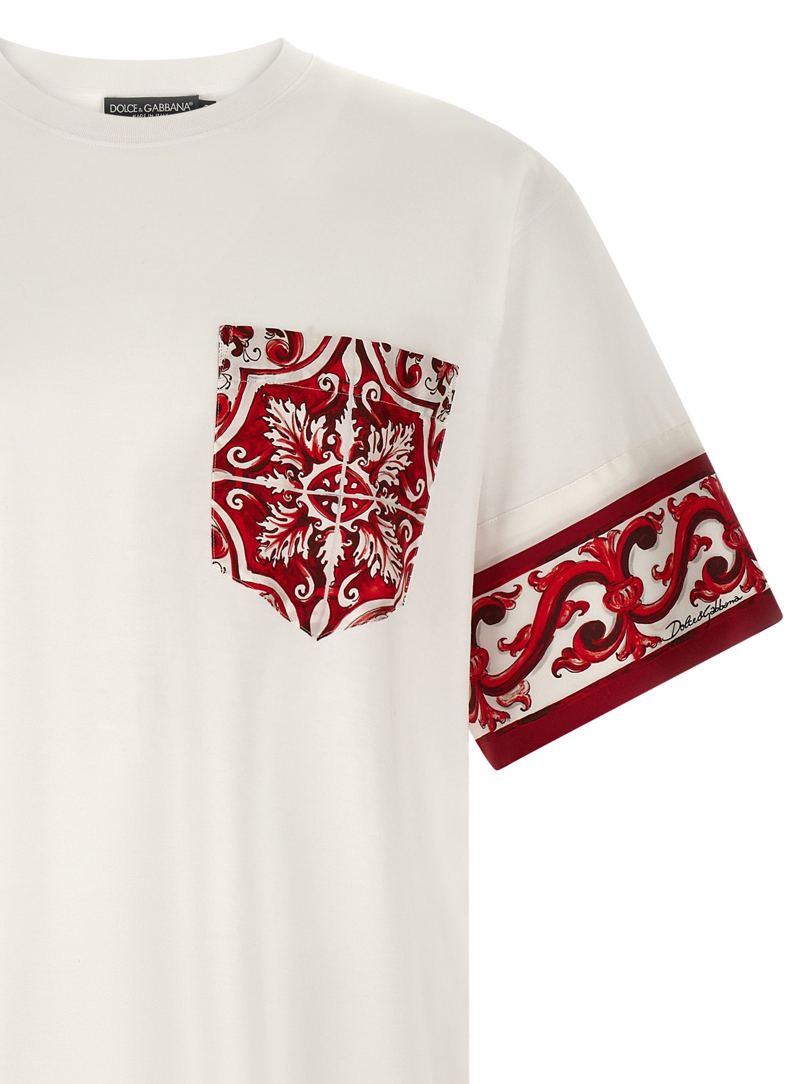 Dolce & Gabbana Red Maiolica Cotton-Silk T-Shirt