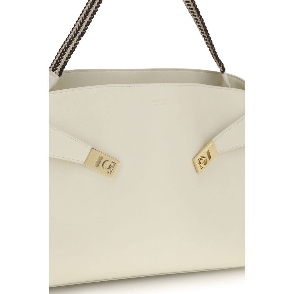Ferragamo Beige Calf Leather Shoulder Bag