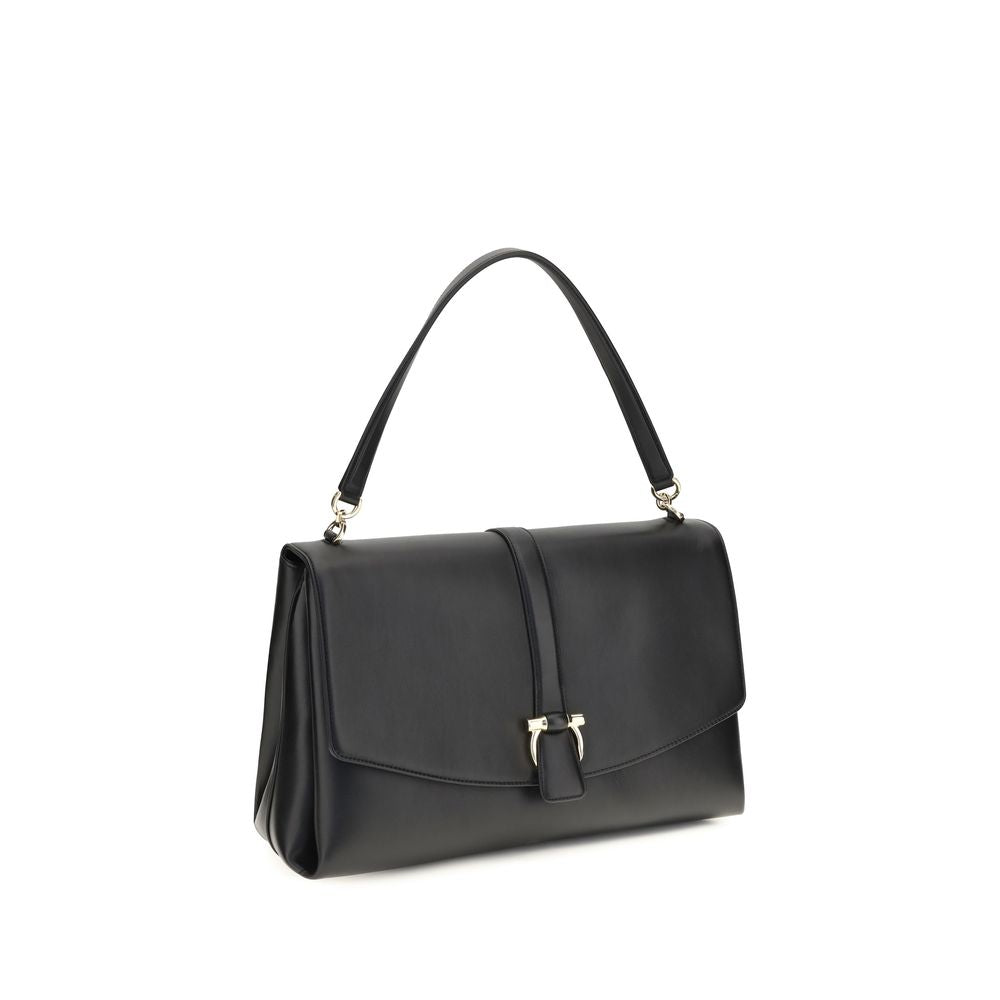 Ferragamo Black Calf Leather Shoulder Bag