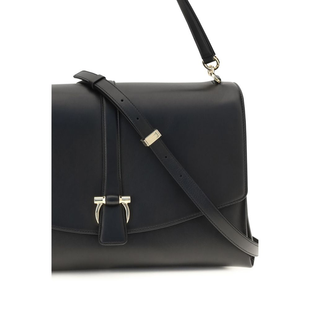 Ferragamo Black Calf Leather Shoulder Bag