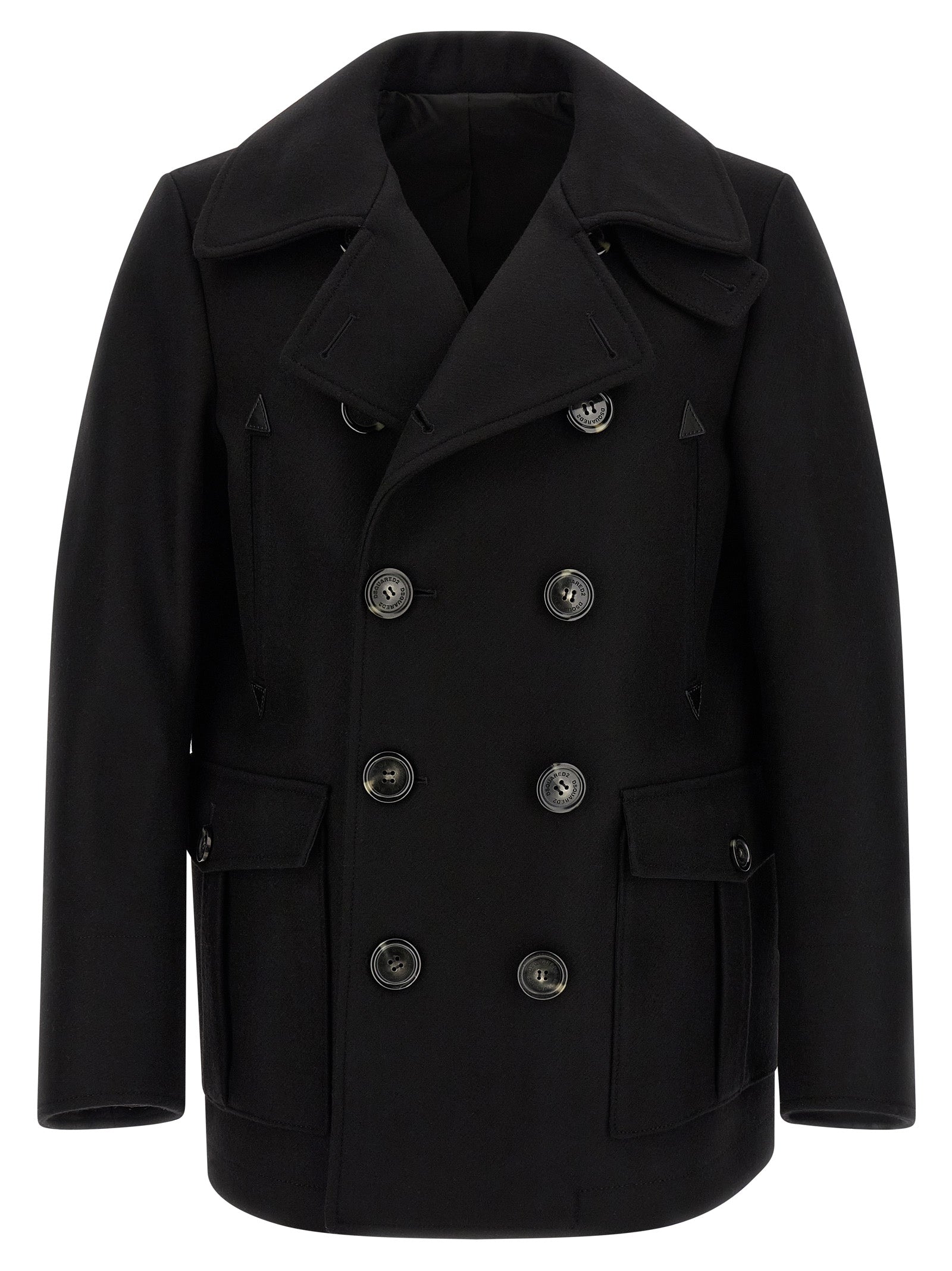 Dsquared2 Black Wool Coat
