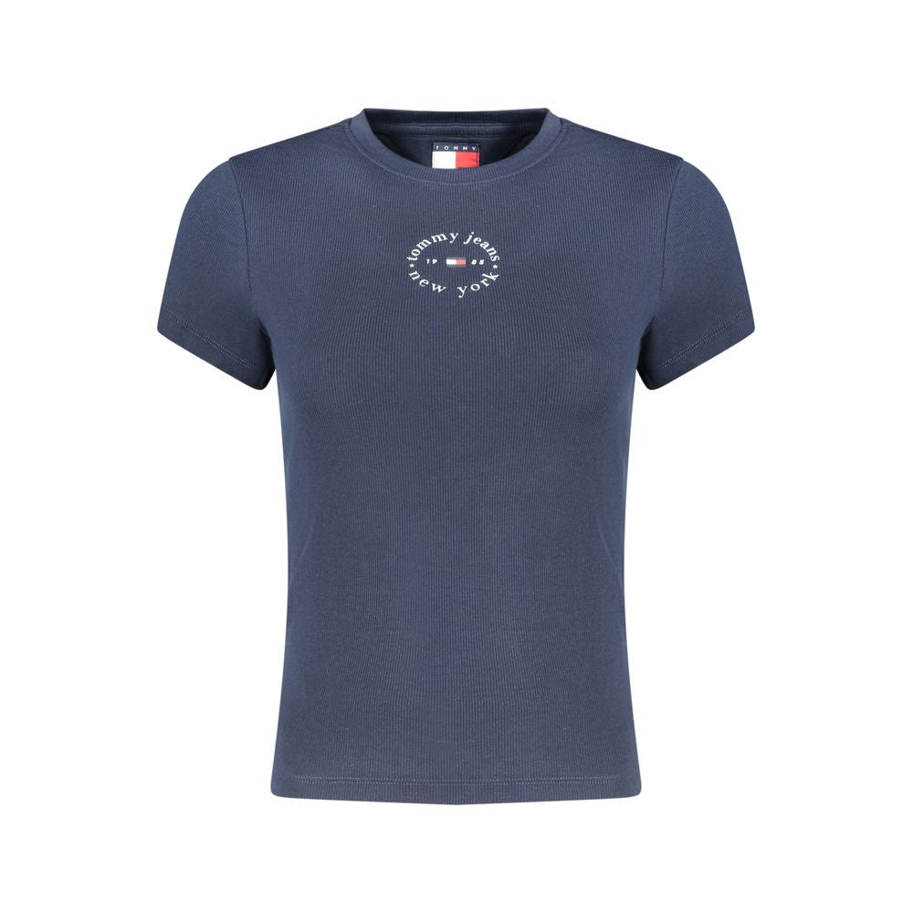 Tommy Hilfiger Blue Cotton Logo Print T-Shirt