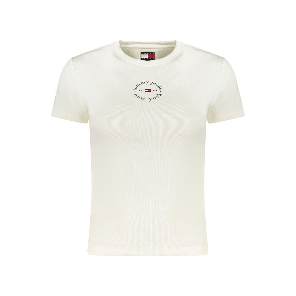 Tommy Hilfiger White Cotton Logo Crewneck T-Shirt